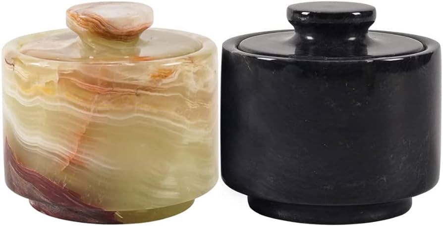 MARBLOUS KRAFTS marble green & black 3.5 oz salt cellar, Trinket Box & Condiment Pots 3" X 3" Kit... | Amazon (US)