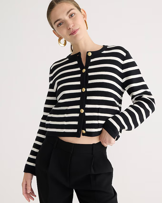Emilie patch-pocket sweater lady jacket in stripe | J. Crew US