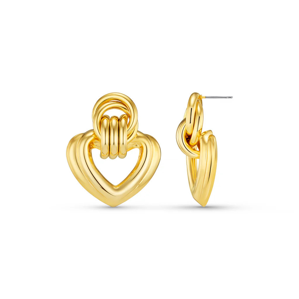 Statement Interlocking Textured Heart Earrings | Orelia