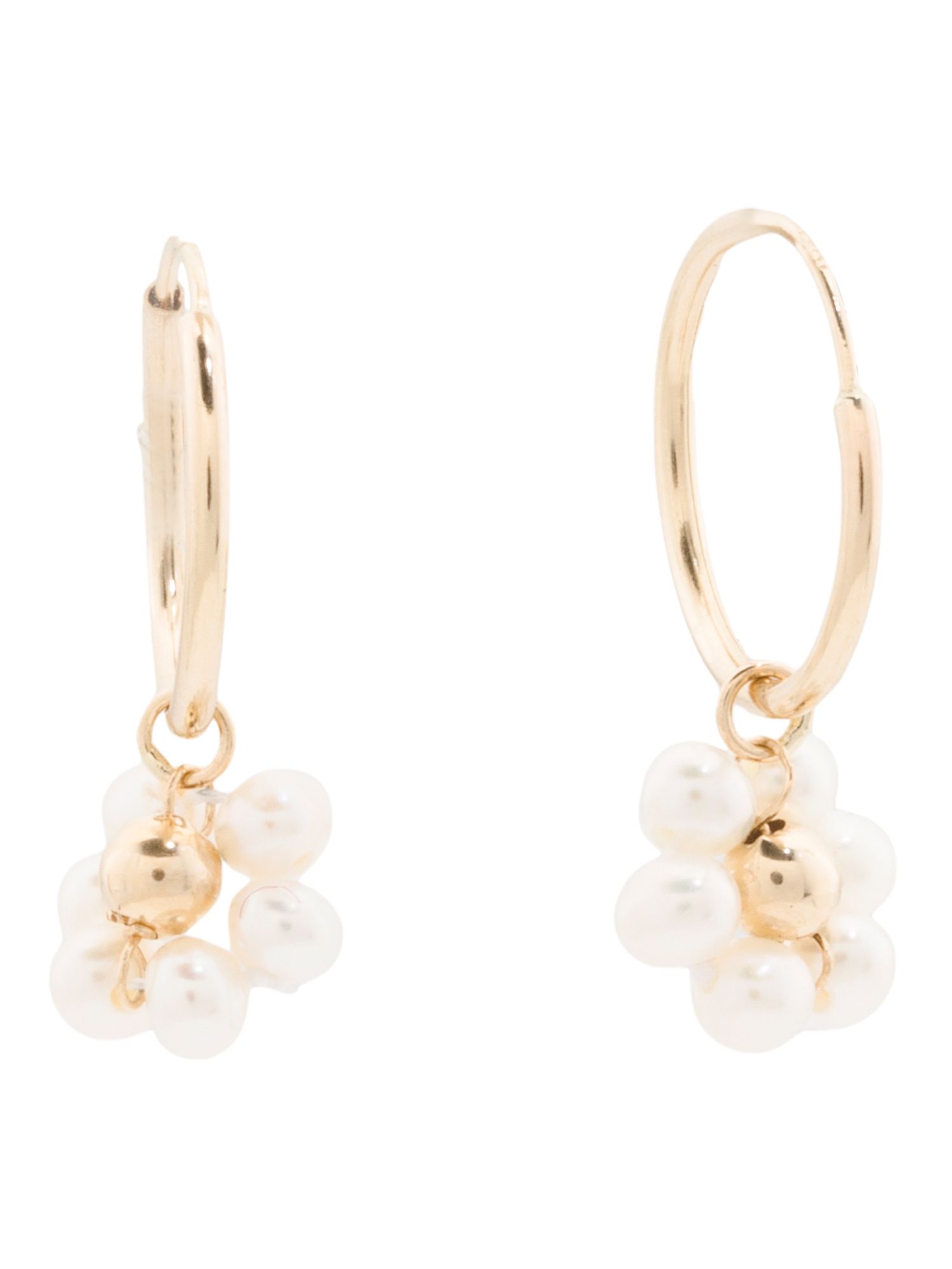 Made In Usa 14kt Gold Pearl Flower Hoop Earrings | TJ Maxx