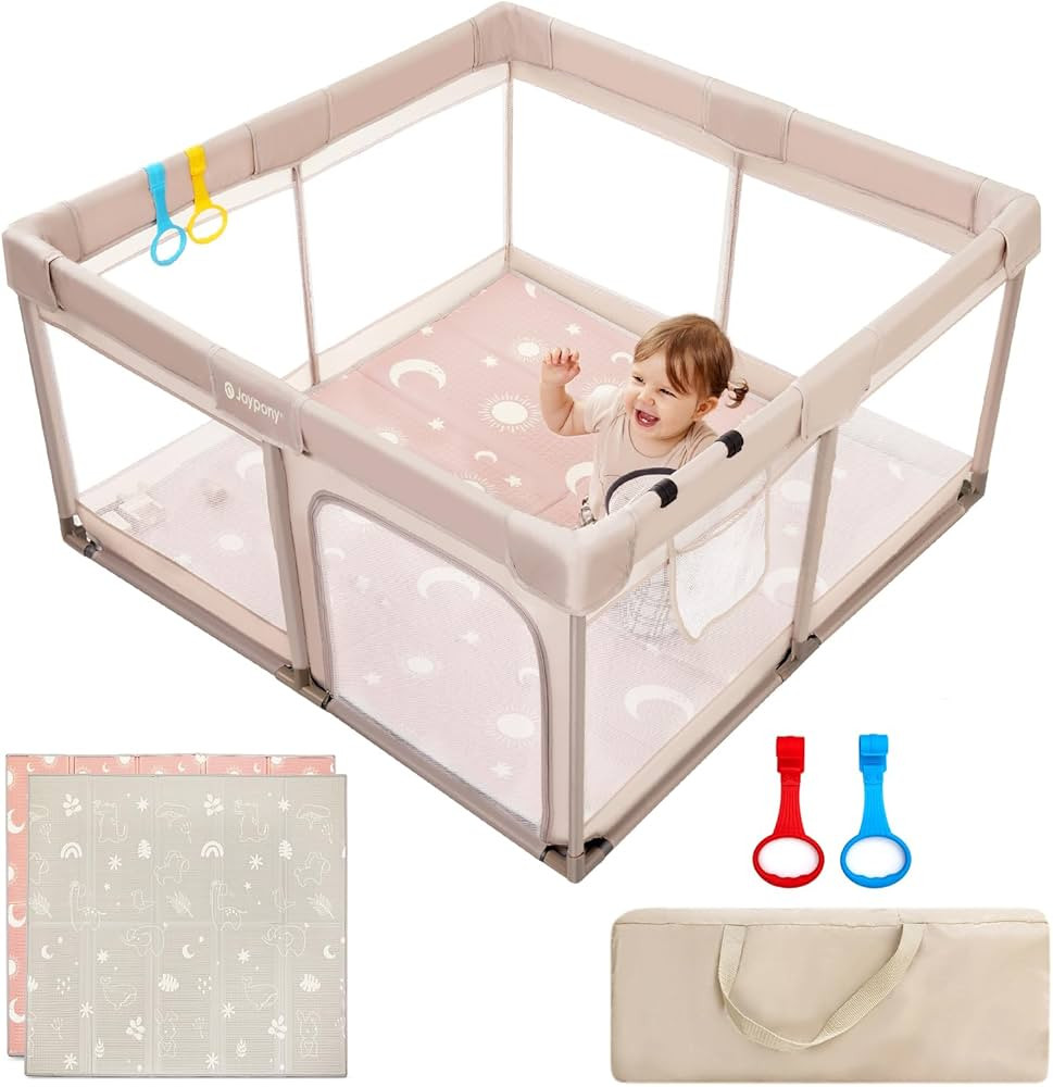 Baby Playpen with Mat, 50x50 in Small Play Pen for Babies, Toddler Playpen for Apartment, Indoors... | Amazon (US)