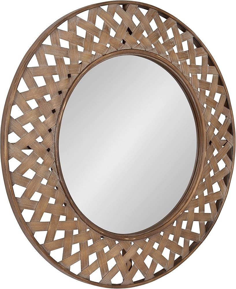 Kate and Laurel Nubury Farmhouse Woven Bamboo Mirror, 28 Inch Diameter, Natural, Decorative Round... | Amazon (US)