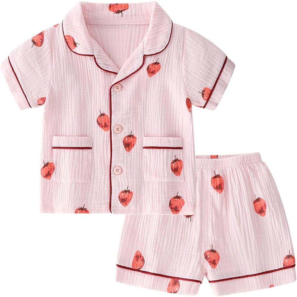 BINIDUCKLING Toddler Button Up Pajamas Summer Pjs for Girls Boys 18 Months - 9 Years | Amazon (US)