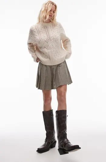 Topshop Check Low Rise Pleated Miniskirt | Nordstrom | Nordstrom