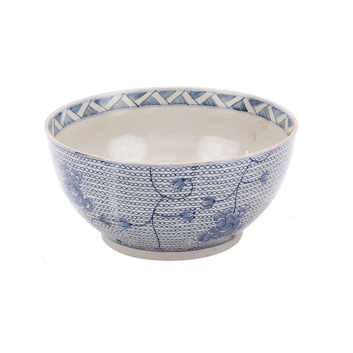 8 in H Blue And White Porcelain Chain Bowl Blue Porcelain | Wayfair North America
