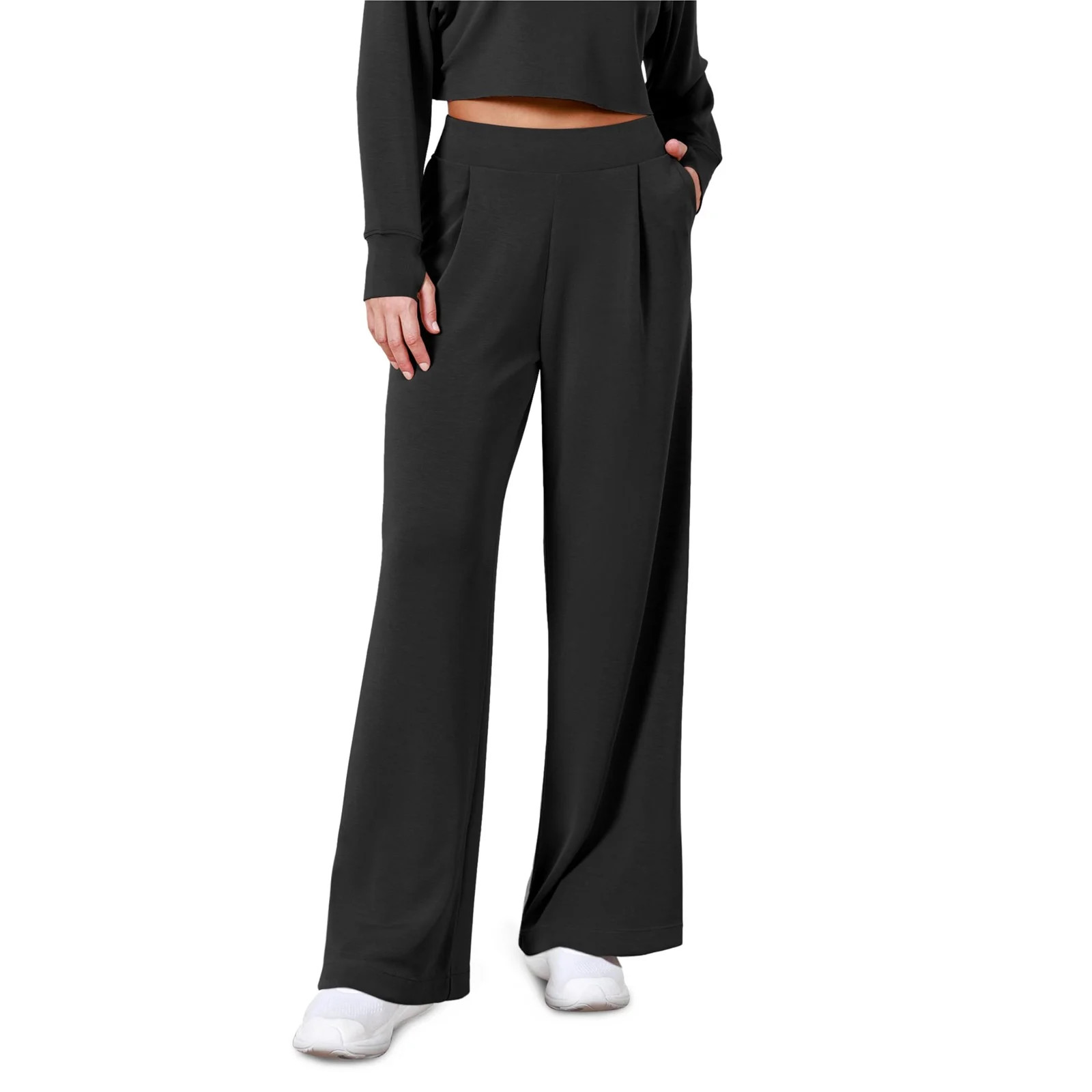 Scoop Womens Leather Modal Soft Pants Wide Bootcut Yoga Sweatpant with Pocket Casual High Waisted... | Walmart (US)