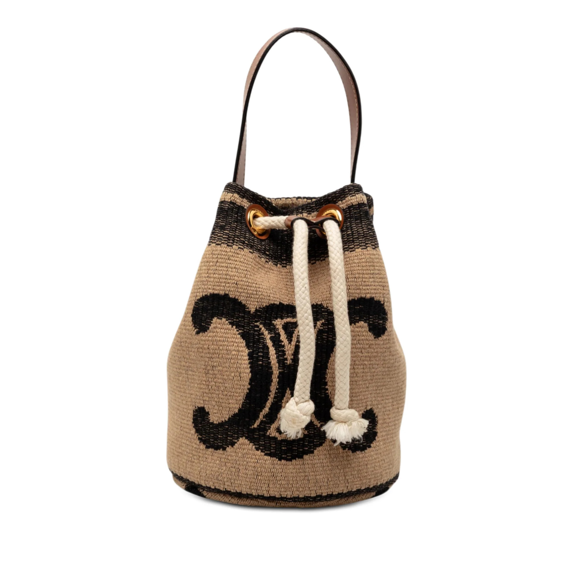 Small Triomphe Raffia Drawstring Bucket Bag | Italist.com US