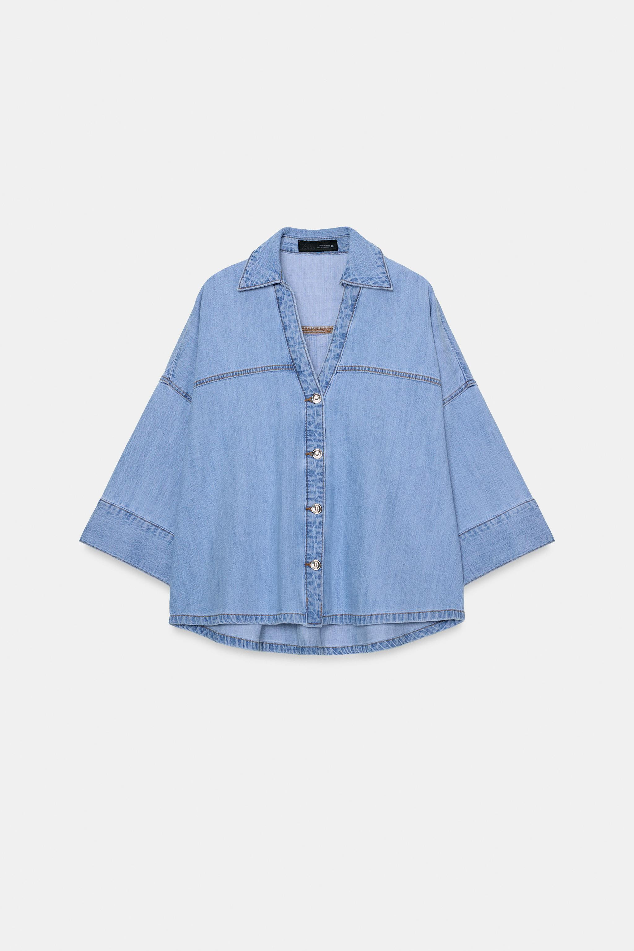 Z1975 WIDE SLEEVE DENIM SHIRT | Zara UK