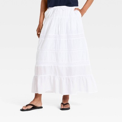 Women's Lace Maxi Full Skirt - Universal Thread™ White XL | Target