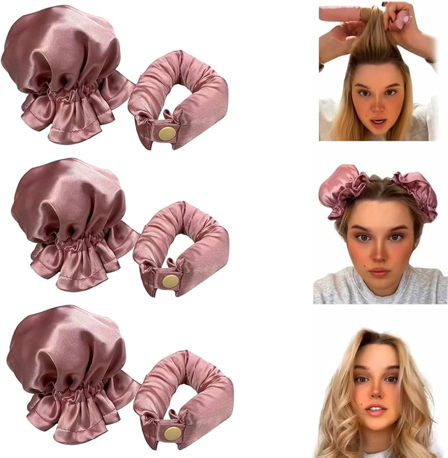 Satin Heatless Hair Curler 3 Sets, Heatless Curls for All Hair Types with Hair Caps, No Heat Curl... | Amazon (US)