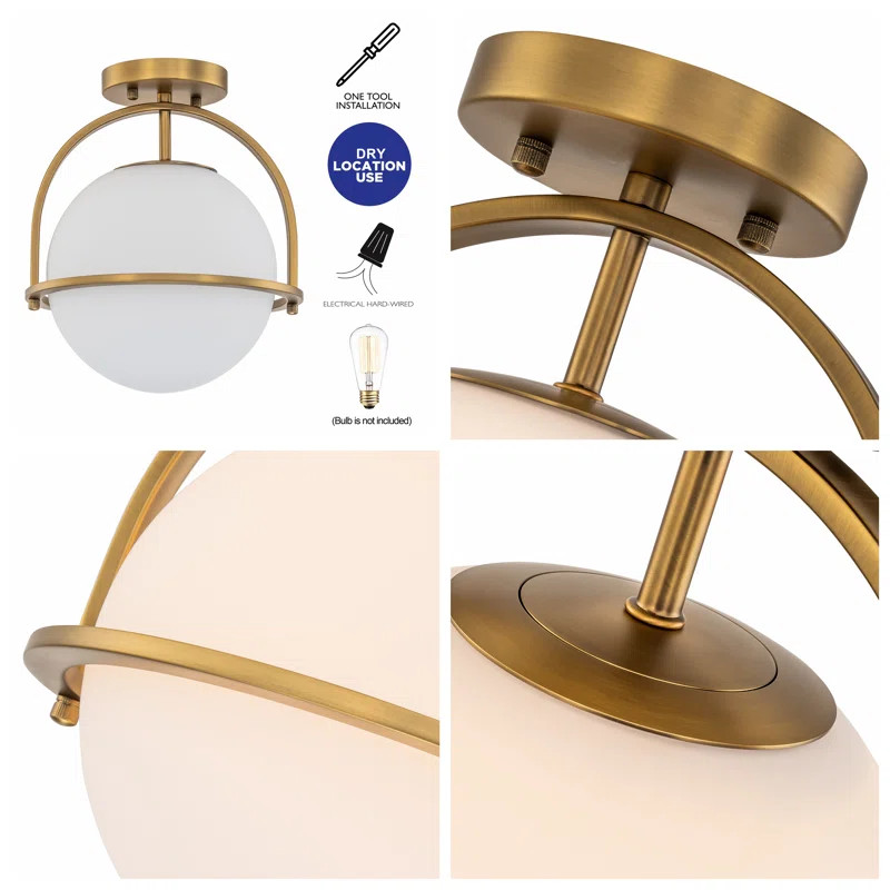 Grundy Glass Semi Flush Mount | Wayfair North America