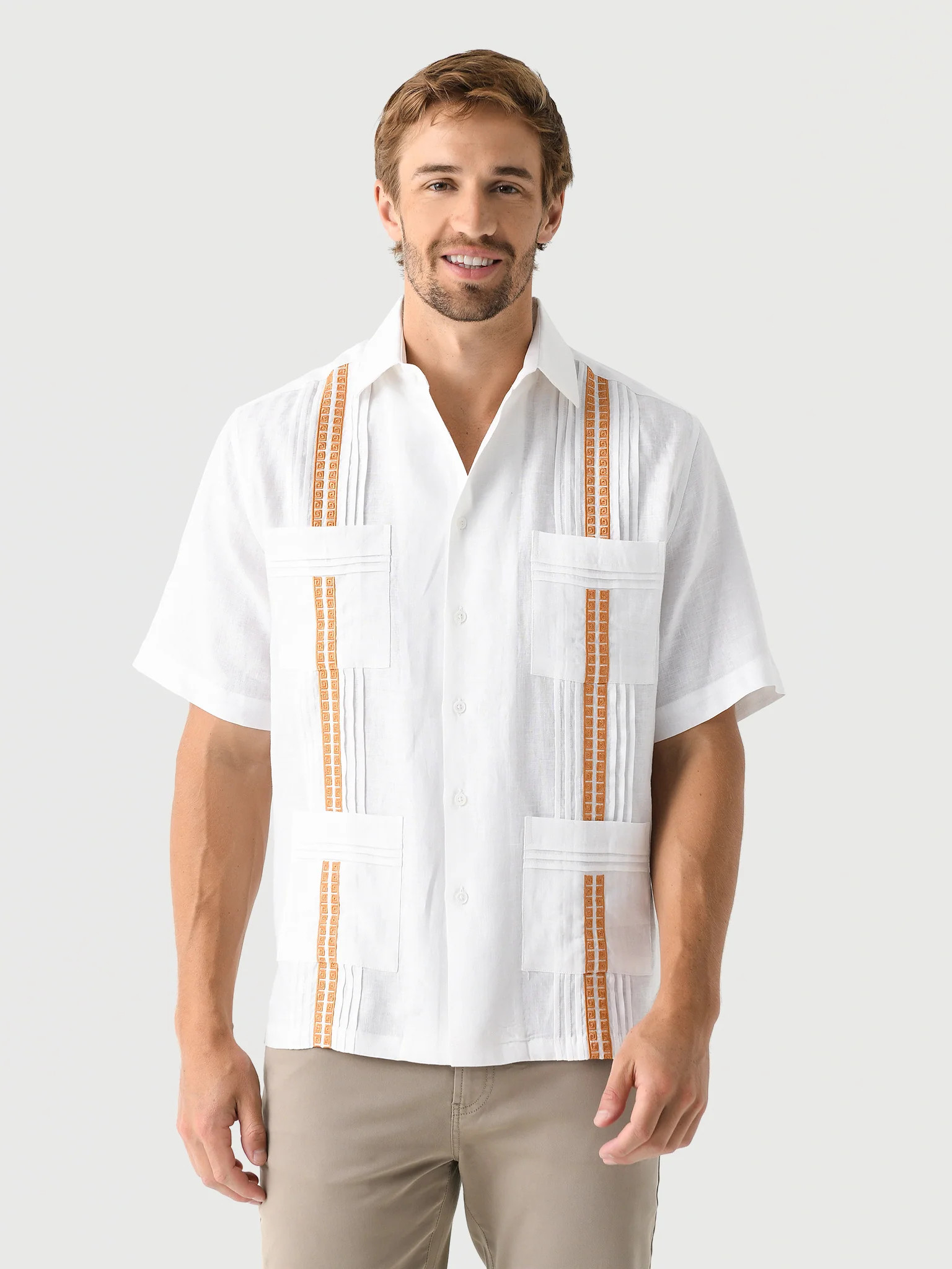 CENTURIA
                      
                     Men's Short Sleeve Greek Key Guayabera Shirt | Saint Bernard