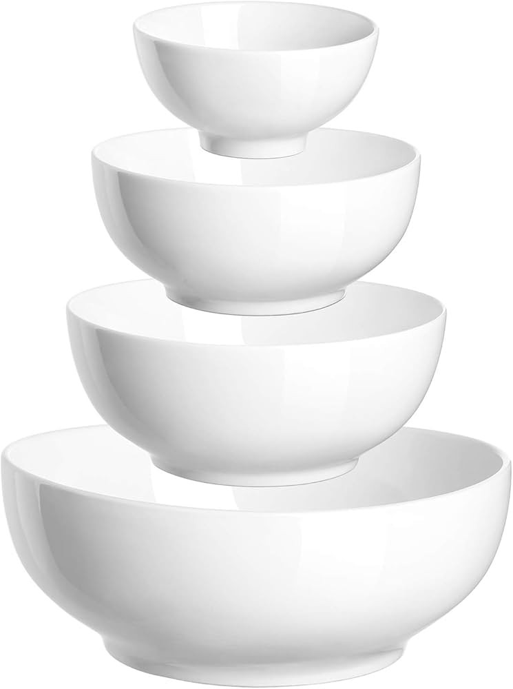 DOWAN Serving Bowls, Mixing Bowl Set, 86/36/24/8.5 Ounces Mixing Bowls for Kitchen, White Serving... | Amazon (US)