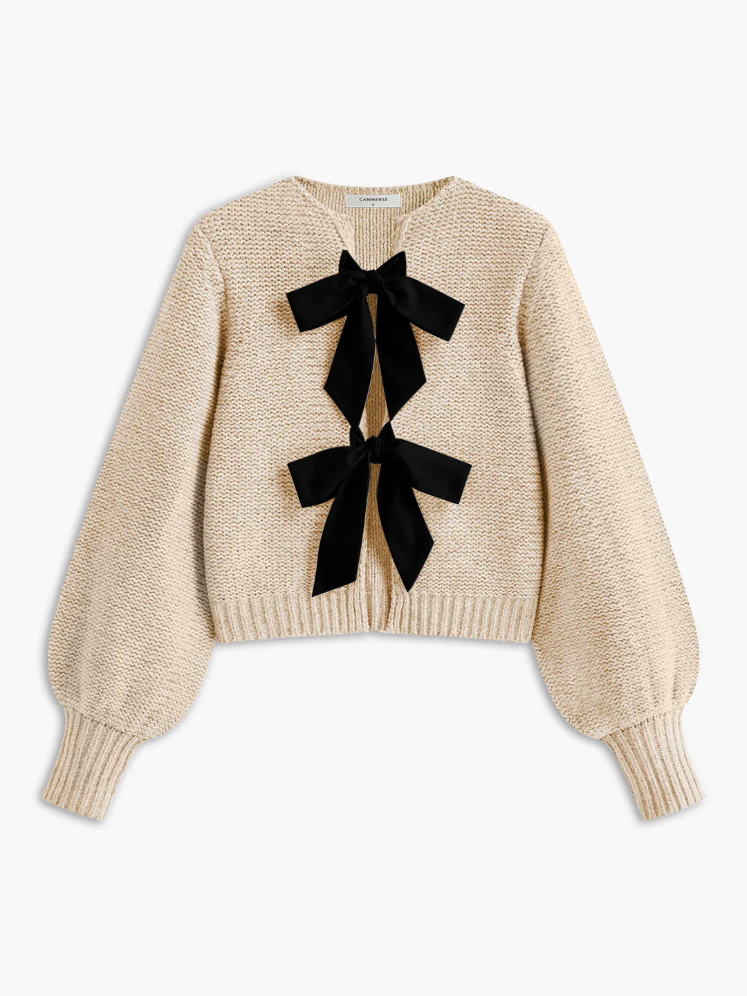 Crew Neck Bow Knit Top | Commense