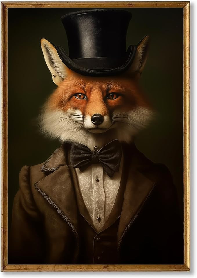 Vintage Animal Portrait Wall Art Aristocratic Fox Poster Renaissance Animal Poster Fox Vintage Po... | Amazon (US)