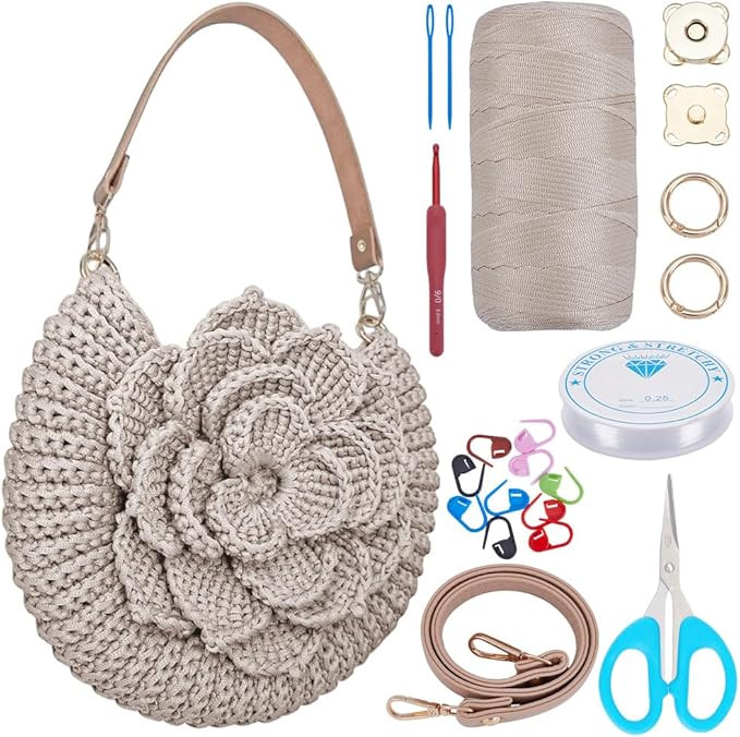 FREEBLOSS Crochet Bag Kit for Beginners Crochet Tote Bag Set Crochet Bag Starter Kit with Step-by... | Amazon (US)