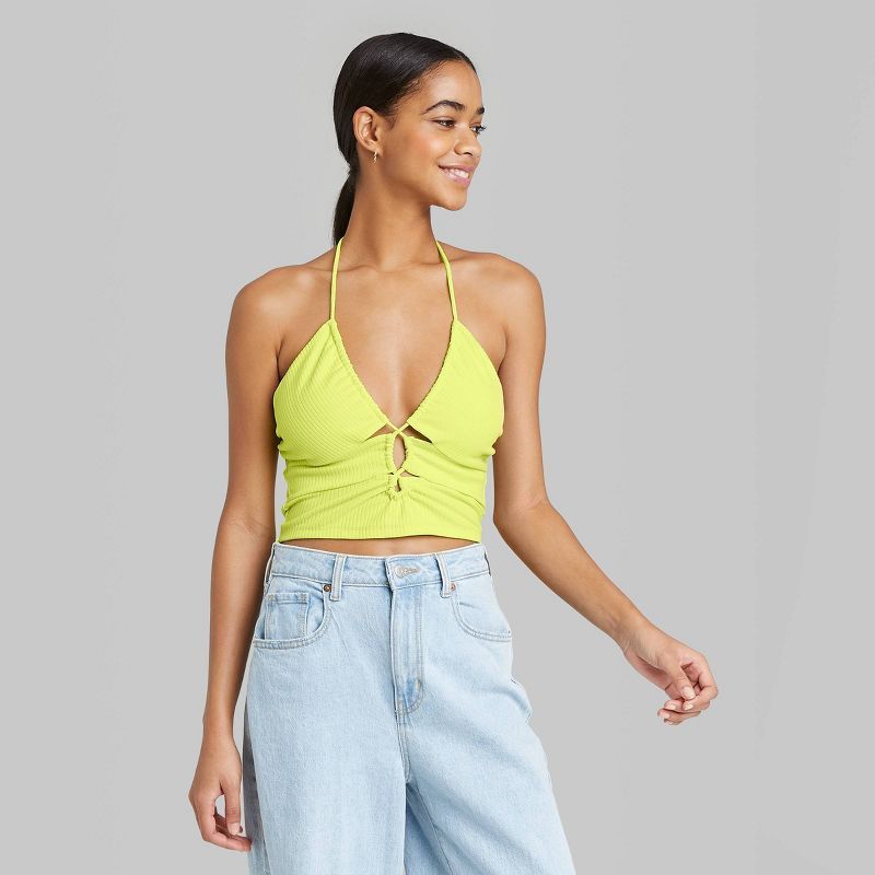 Women's Lace-Up Front Versatile Tiny Halter Top - Wild Fable™ | Target