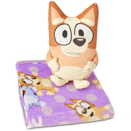 Bluey Bingo Lilac Dotty Fun 11 inch Character Hugger and 40 x 50 inch Throw Blanket Set – Ultra Soft Plush Character Pillow for Kids | Walmart (US)