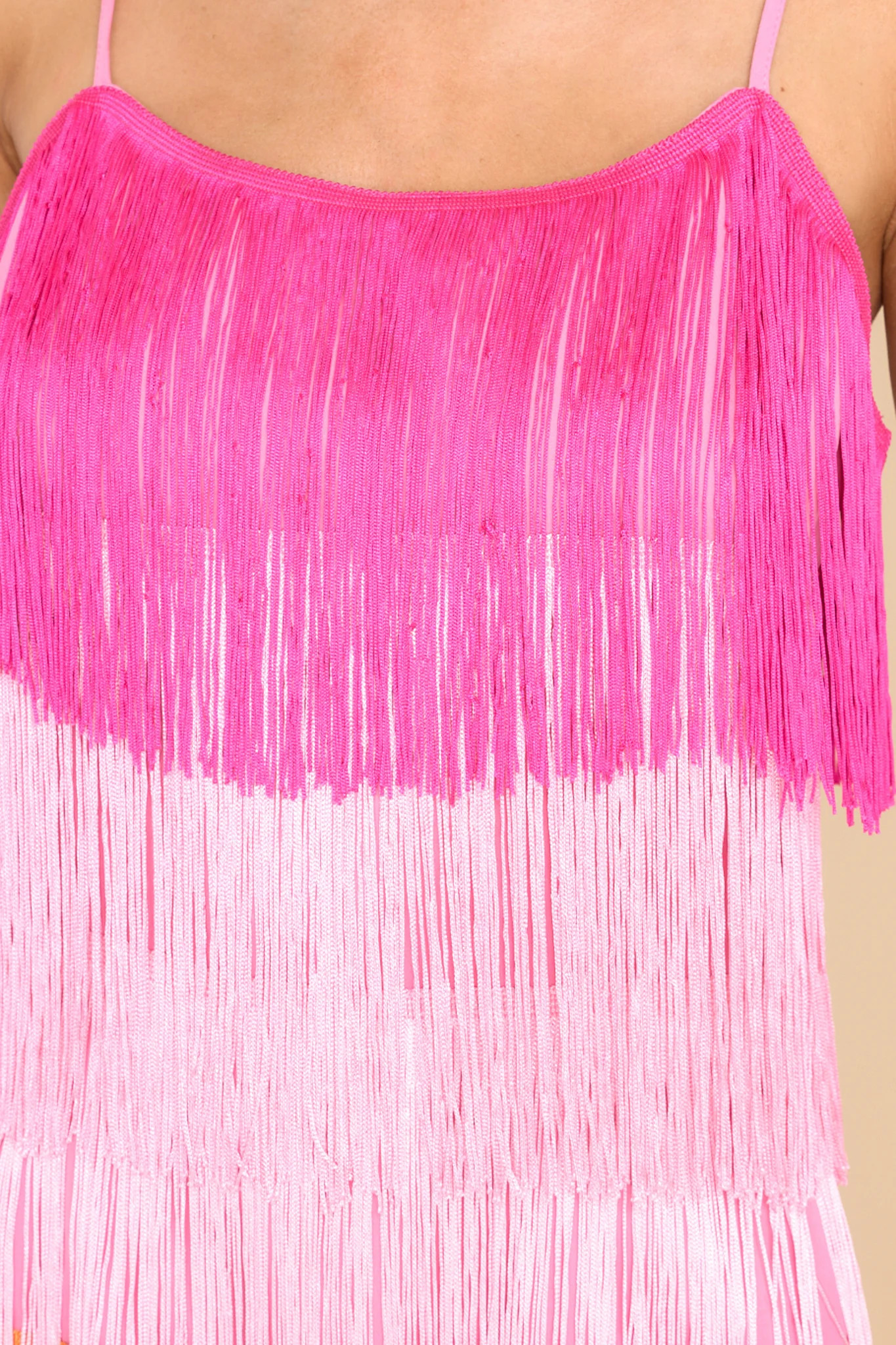 Head To Town Pink Multi Tassel Dress | Red Dress 