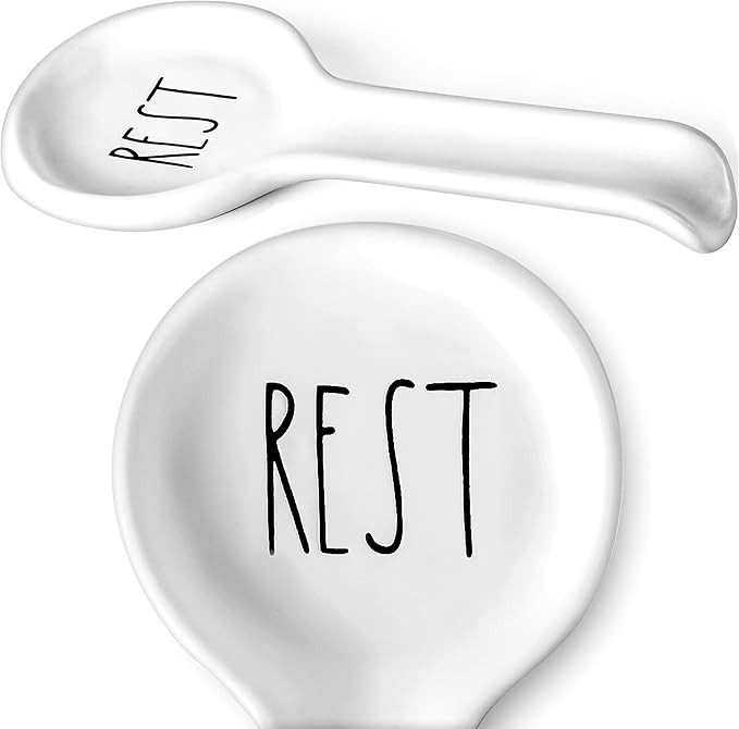 Ceramic Spoon Rest for Stove Top - Farmhouse Spoon Holder for Kitchen Counter - Coffee Spoon Rest... | Amazon (US)