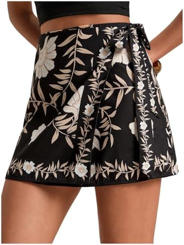 MakeMeChic Women's Summer Boho Wrap Mini Skirt Beach Vacation Short Skirts | Amazon (US)