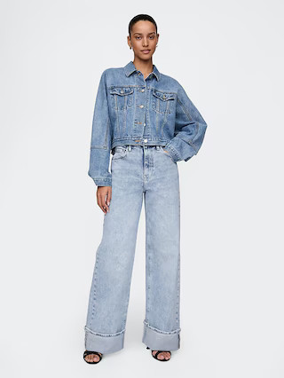 High Rise Stride Cuffed Wide-Leg Jeans | Gap (US)