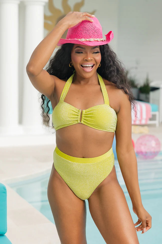 Classic Coastal Green Shimmer Bikini Top | Pink Lily