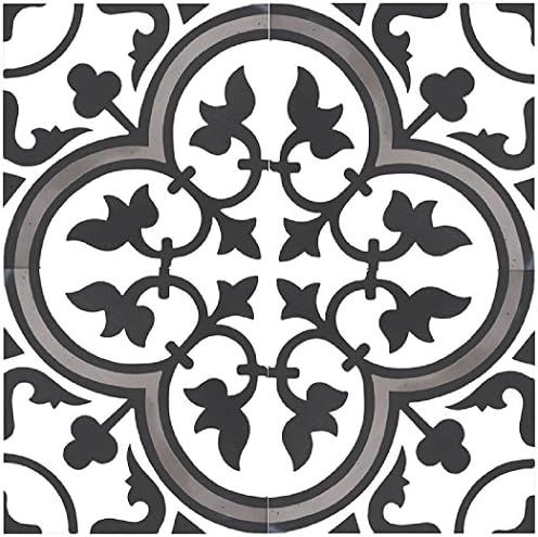 Rustico Tile and Stone RTS13 Roseton B Cement Tile Pack of 13, 8" x 8", White/Black/Gray, 13 Piece | Amazon (US)