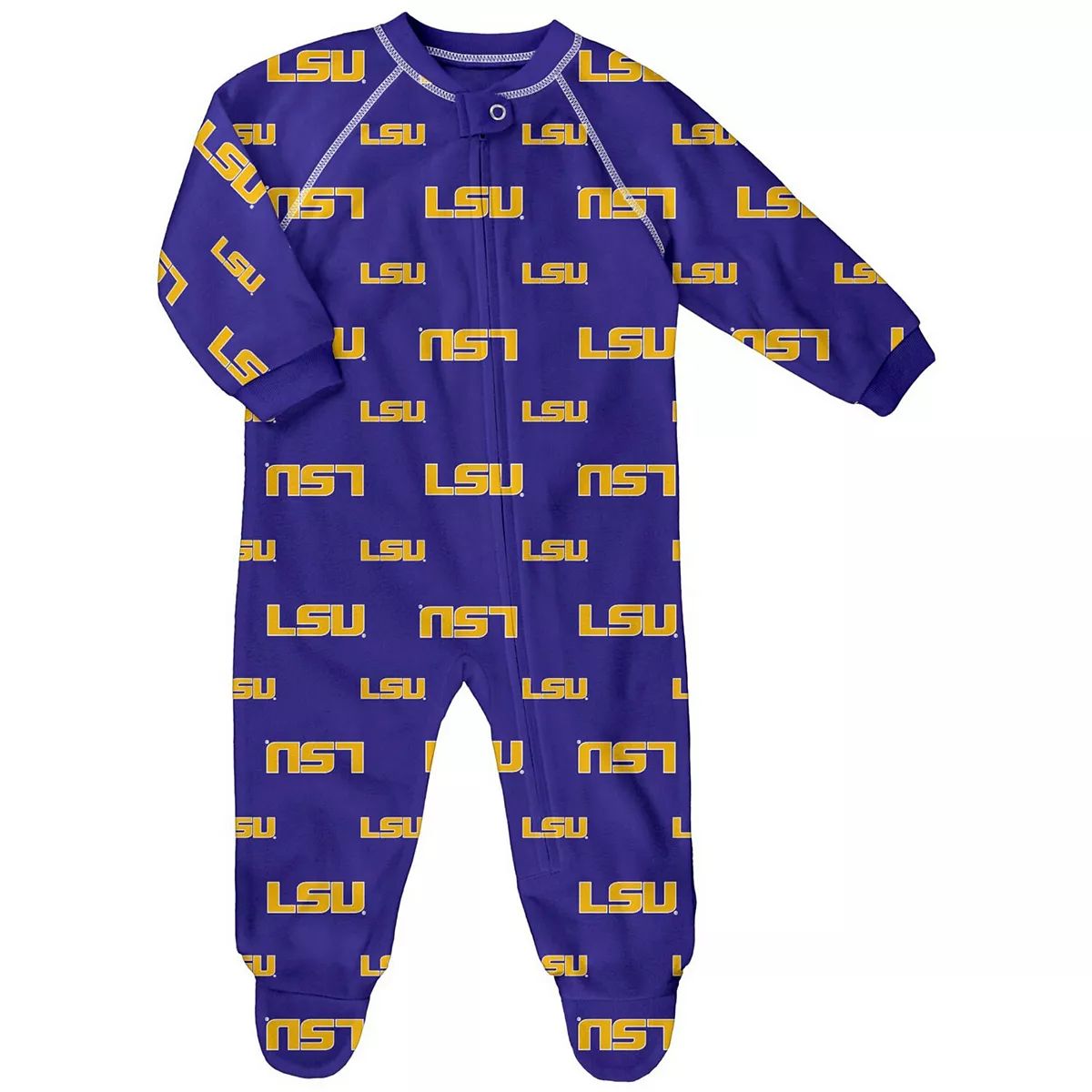 Infant Purple LSU Tigers Allover Print Raglan Full-Zip Sleeper | Kohl's