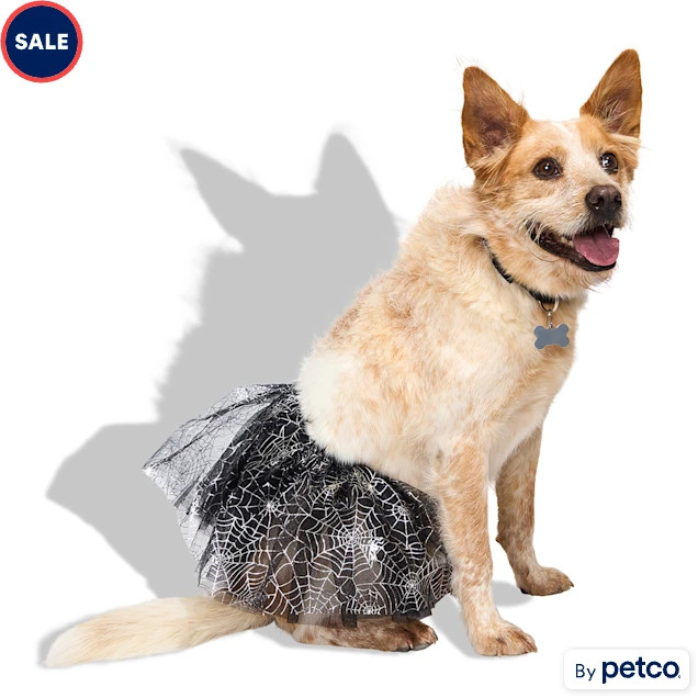Bootique Sparkly Spiderweb Tutu Pet Skirt, Small/Medium | Petco