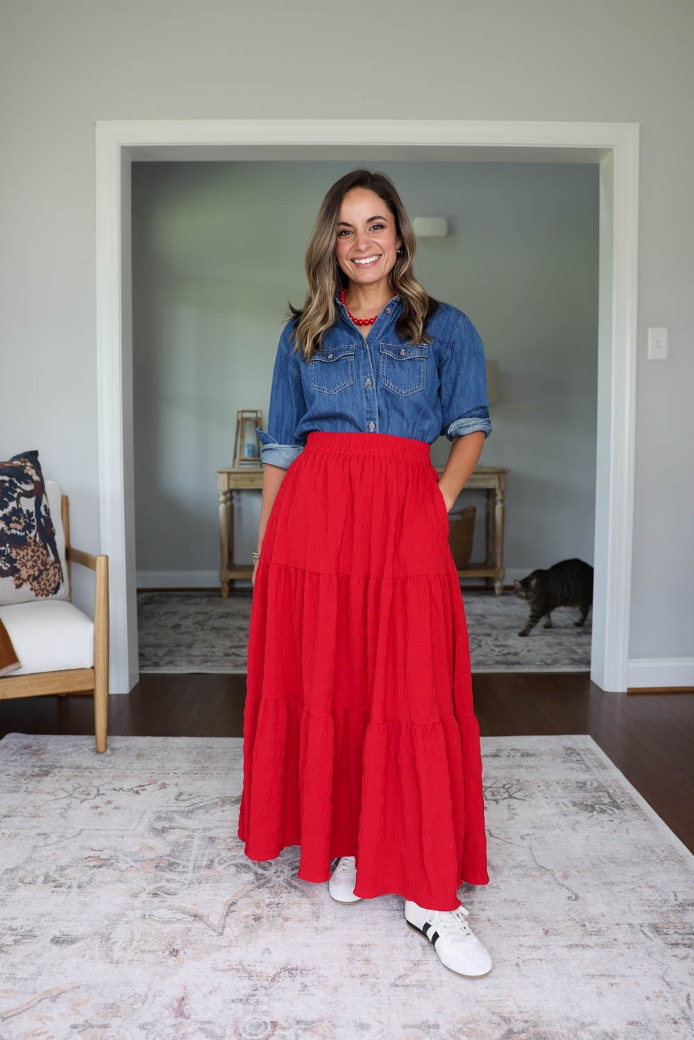 Outfits for Teachers Series: Outfits with Sneakers 

Sneakers (Quince): size up 1/2 size to wear with thick comfortable socks (I’ll link my favorite) 

Skirt (Amazon): xs 
Denim top - linking a similar option 
Similar necklace linked 

Outfits for teachers, petite outfits, outfits with sneakers

#LTKPetite
