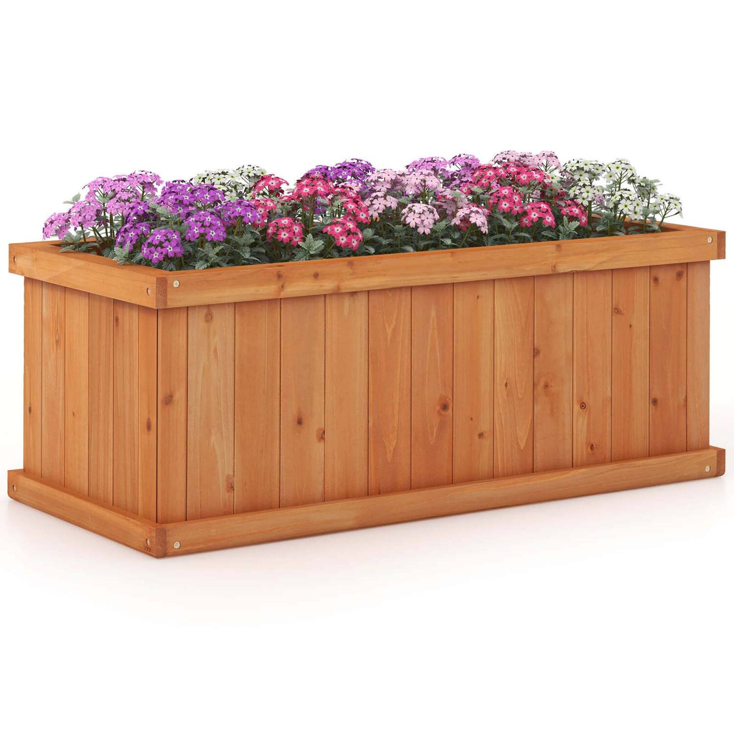 Costway - Raised Garden Bed Fir Wood Rectangle Planter Box with Drainage Holes - Orange | Best Buy U.S.
