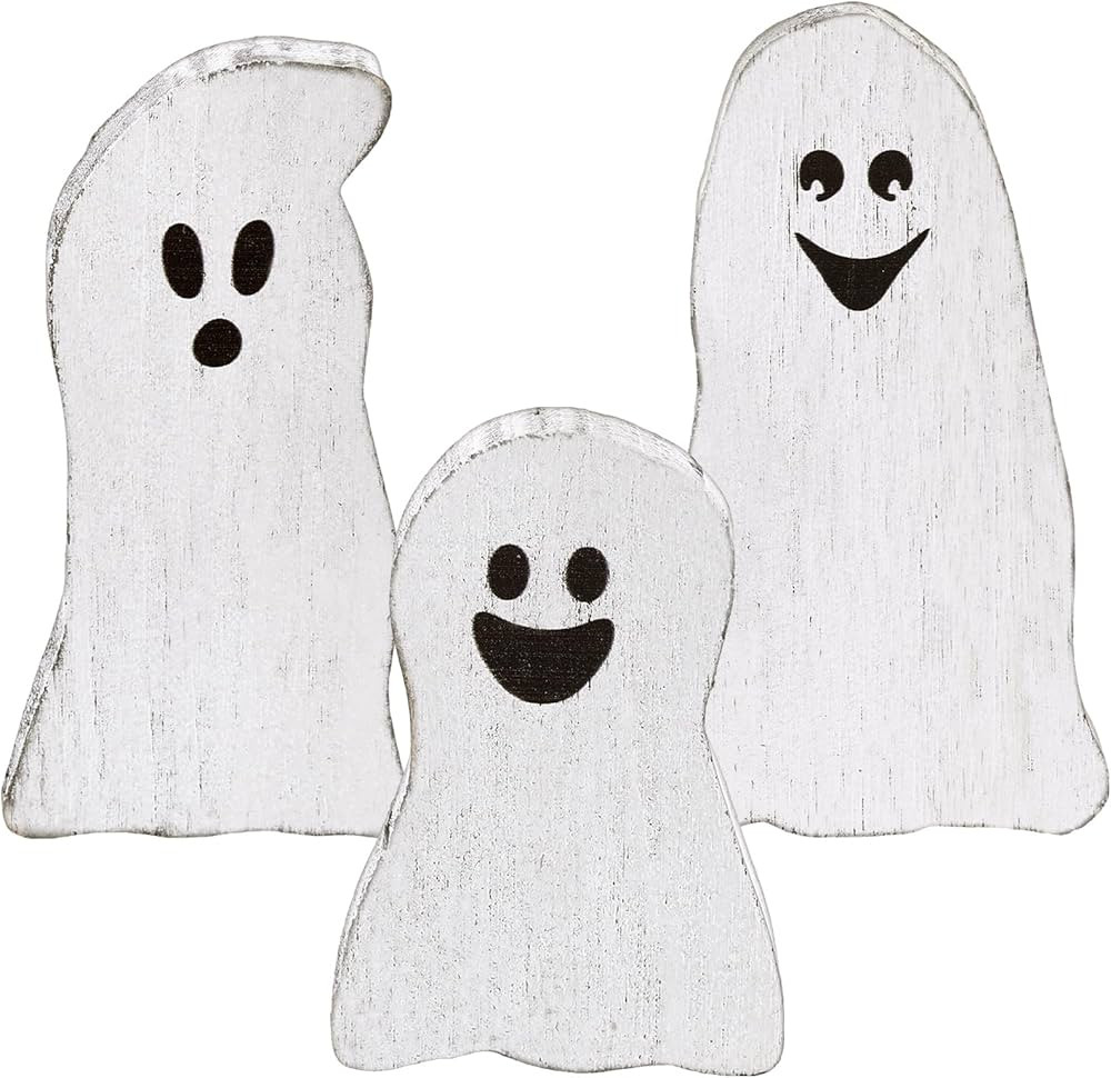 Suzile 3 Pcs Halloween Ghost Decor Table Decorations Wooden Boo Sign Centerpieces Cute Ghost Tier... | Amazon (US)