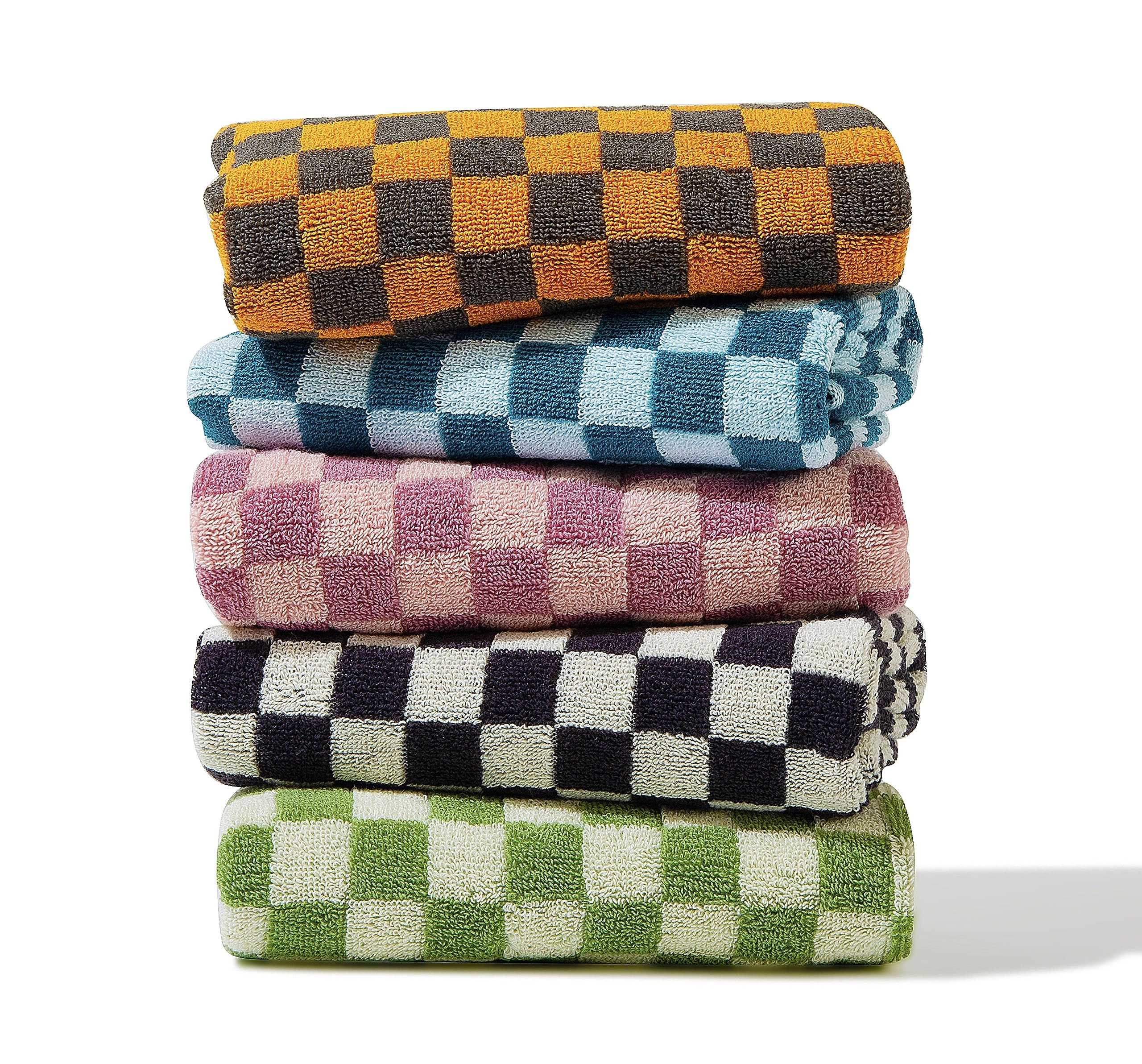 Hand Towels 5 Pack - Cotton Face Towels Soft, Absorbent, and Decorative Checkered Design for Bath... | Amazon (US)