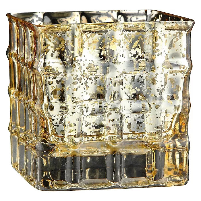 Glass Candleholder Gold - Diamond Star | Target