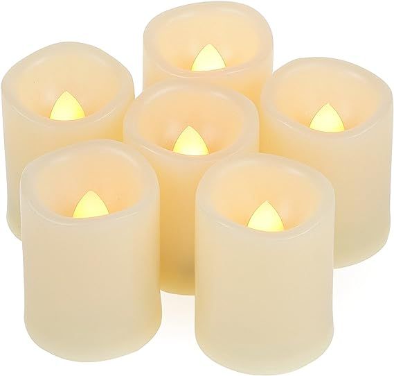 6 PCS Battery Operated Powered Flameless LED Votive Candles with Timer Flickering Fake Electric T... | Amazon (US)