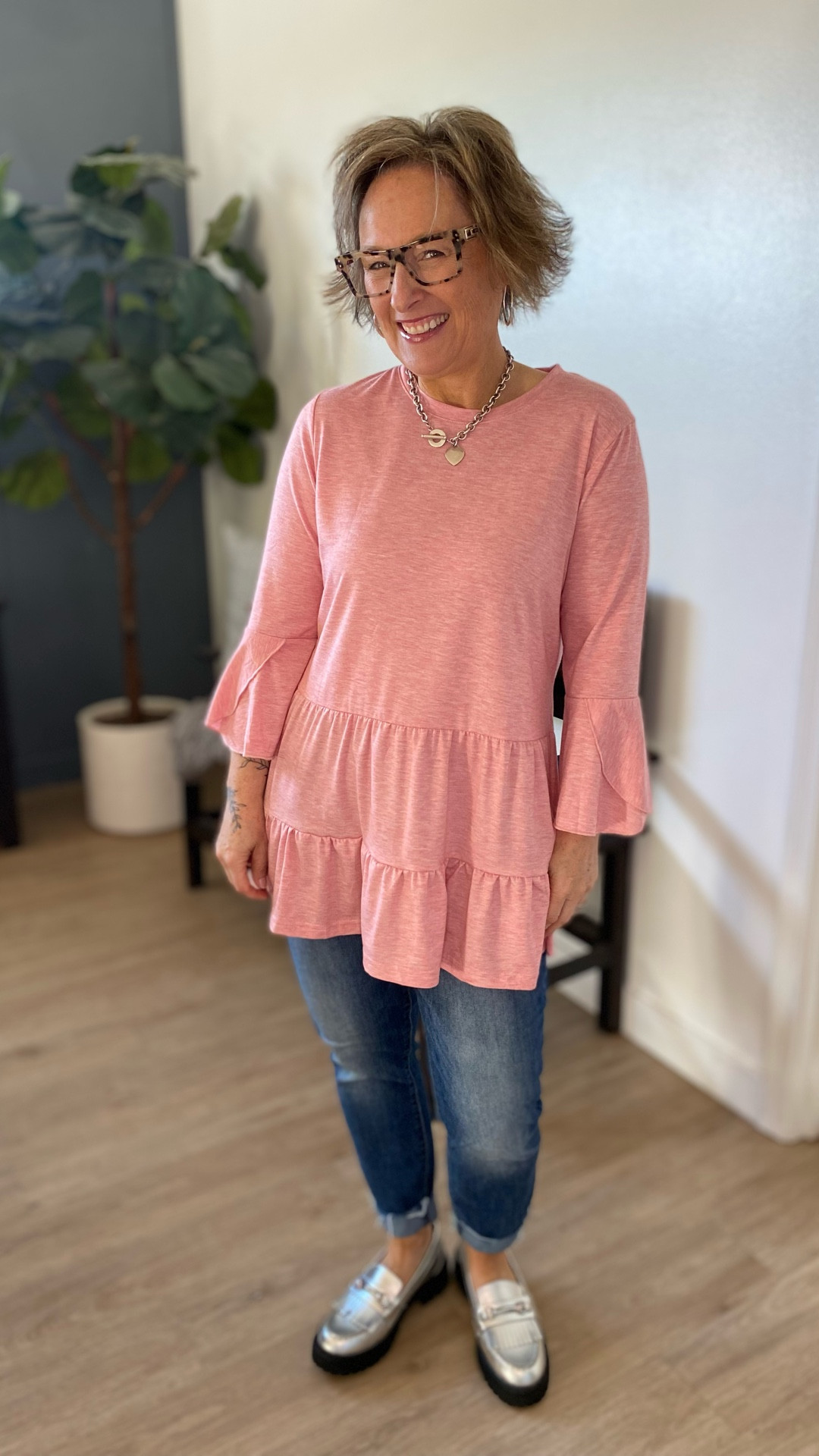 Ruffled trim for that feminine touch paired with distressed denim for a stylish combo

#LTKU #LTKPetite #LTKOver40