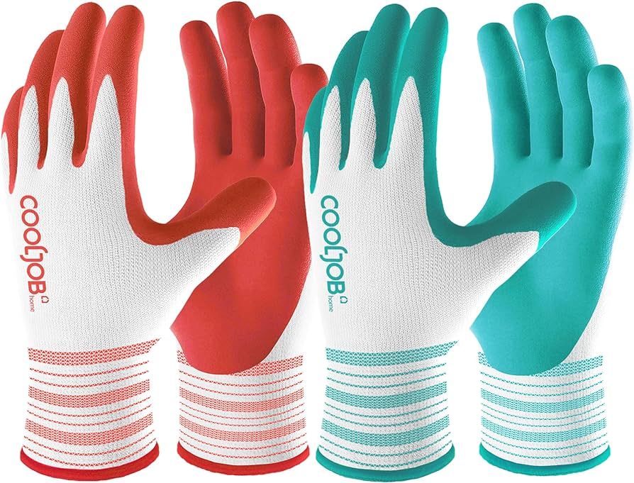 COOLJOB Gardening Gloves Best Gift for Women Ladies, 2 Pairs Breathable Rubber Coated Yard Garden... | Amazon (US)