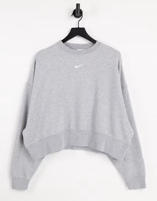 Nike Collection Fleece oversized crew neck sweatshirt in gray heather | ASOS | ASOS (Global)