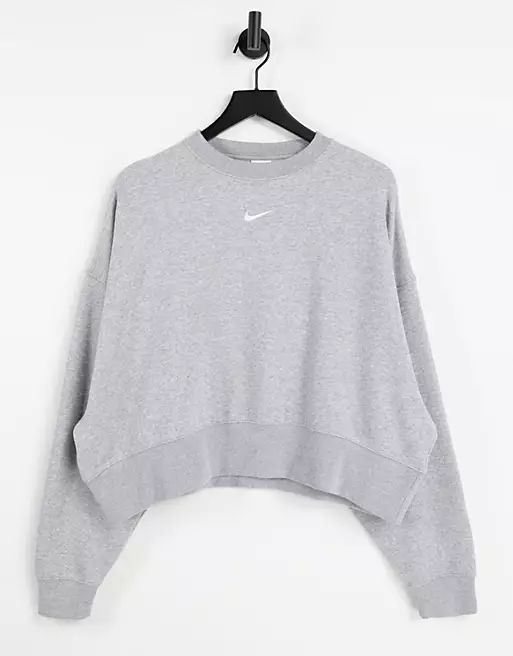 Nike Collection Fleece oversized crew neck sweatshirt in gray heather | ASOS | ASOS (Global)