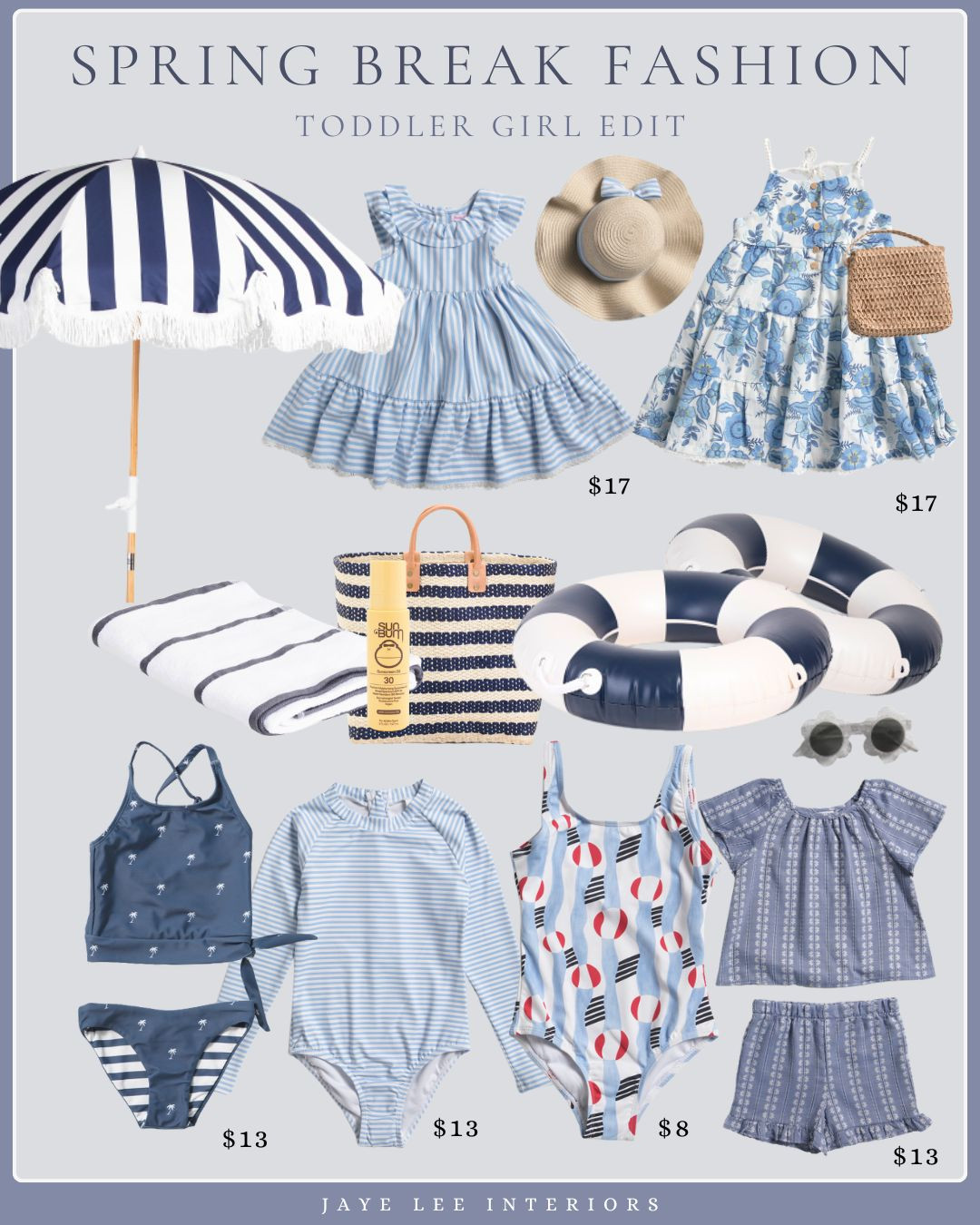 All the toddler girl looks for Spring and Summer, in the colors of sky and sea!

beach vacation looks, Toddler girl fashion, toddler girl outfits for summer, little girl clothes, toddler girl swim, girl swimsuits, beach umbrella, business and pleasure, TJ Maxx, Marshall's, mar y sol beach tote, sunscreen, pool float, beach towel, spring dresses for girls, easter dress, spring break fashion, vacation outfits for kids, toddler style, spring break style
#LTKFamily #LTKTravel #LTKSwim 

 #LTKSeasonal #LTKSaleAlert #LTKKids