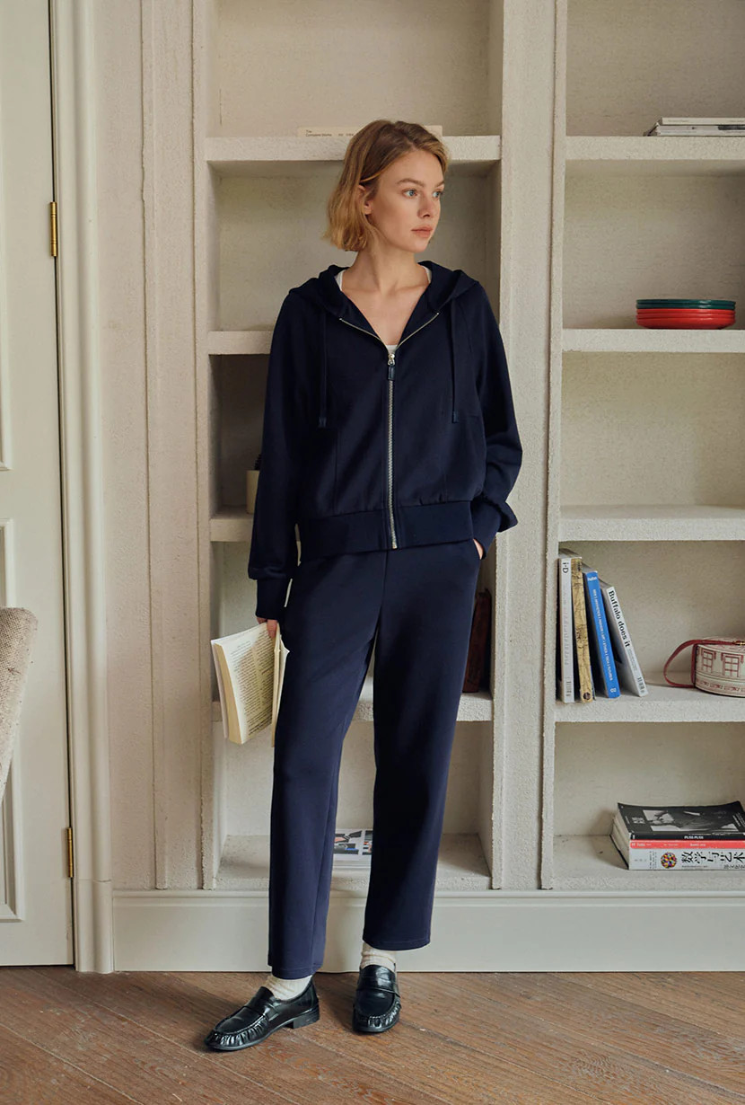 Corey Cotton Tapered Pants - Navy | Petite Studio NYC