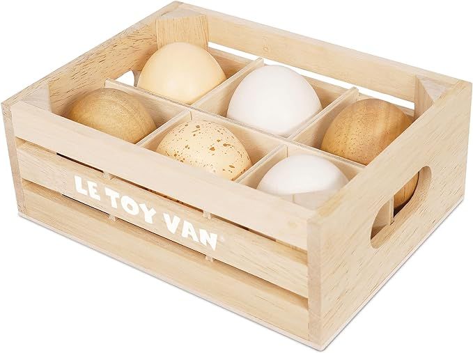 Le Toy Van - Wooden Honeybee Market Farm Eggs Half Dozen Crate | Perfect for Supermarket, Food Sh... | Amazon (US)