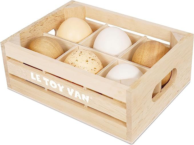 Le Toy Van - Wooden Honeybee Market Farm Eggs Half Dozen Crate | Perfect for Supermarket, Food Sh... | Amazon (US)