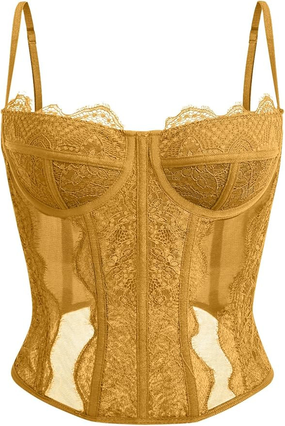 Dealmore Corset Tops For Women Going Out Lace Mesh Date Night Fall Fashion Outfits Clothes Crop C... | Amazon (US)