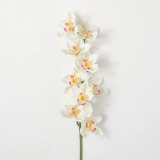 36 in. Artificial White Cymbidium Orchid Stem | The Home Depot