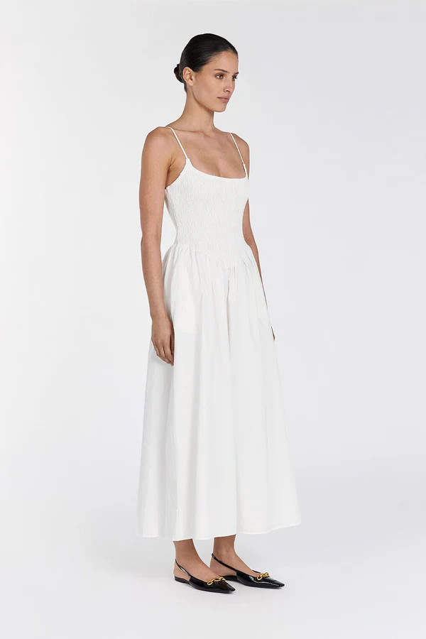 MILANO WHITE COTTON MIDI DRESS | DISSH