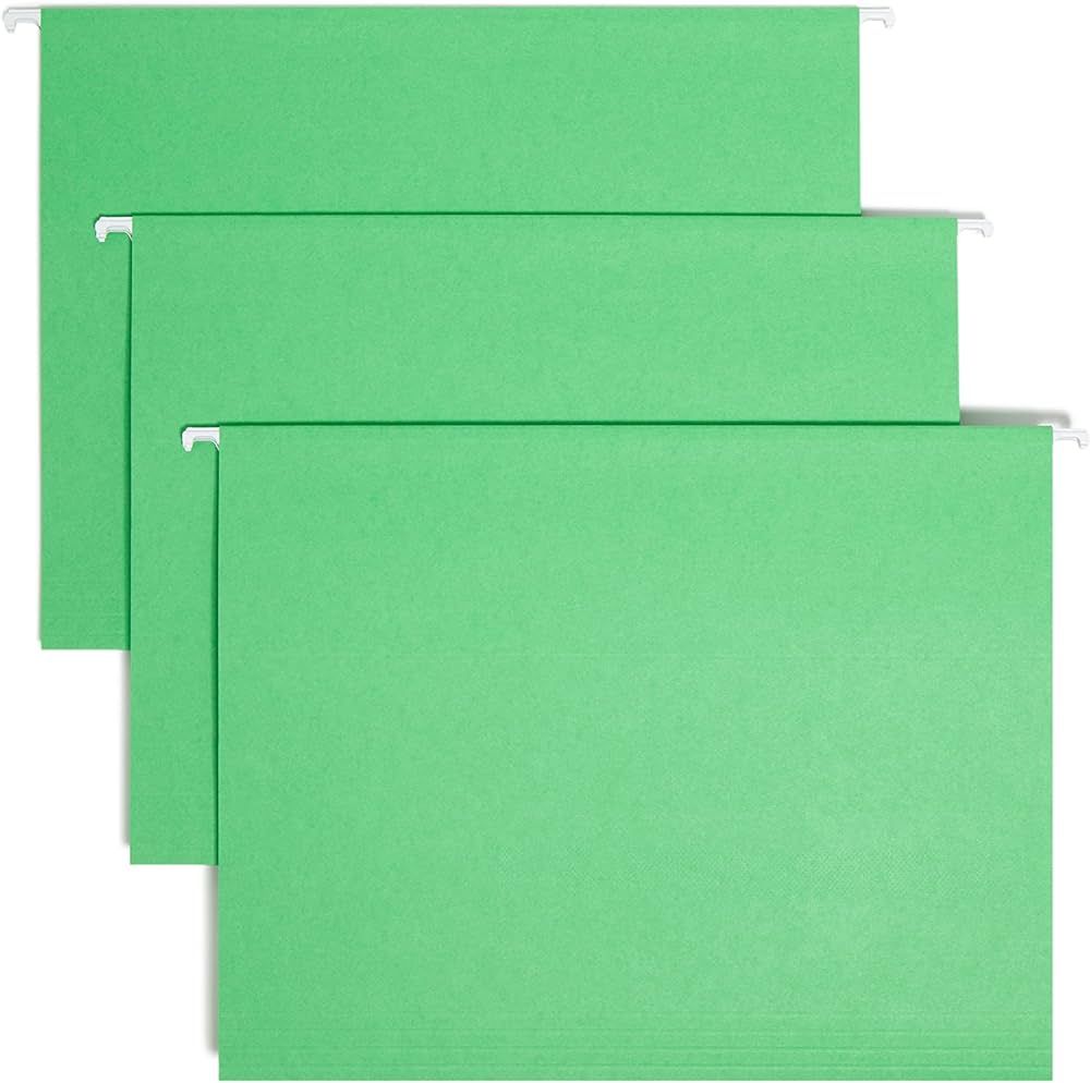 Smead Colored Hanging File Folder with Tab, 1/5-Cut Adjustable Tab, Letter Size, Green, 25 per Bo... | Amazon (US)