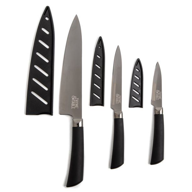 Thyme & Table Non-Stick Coated High Carbon Stainlless Steel Kitchen Knives, 3 Piece Set - Walmart... | Walmart (US)