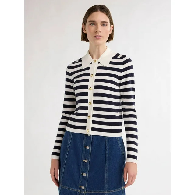 Free Assembly Women’s and Women's Plus Cozy Yarn Collared Cardigan Sweater with Long Sleeves, L... | Walmart (US)